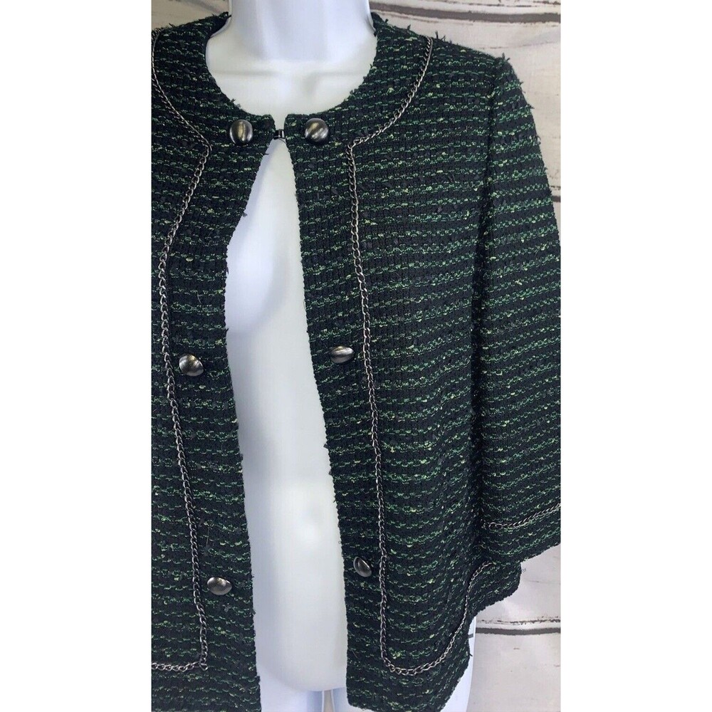 Ming Wang Sapphire Black & Blue Gold buttons Open Blazer Women Size Petite S - Picture 10 of 10